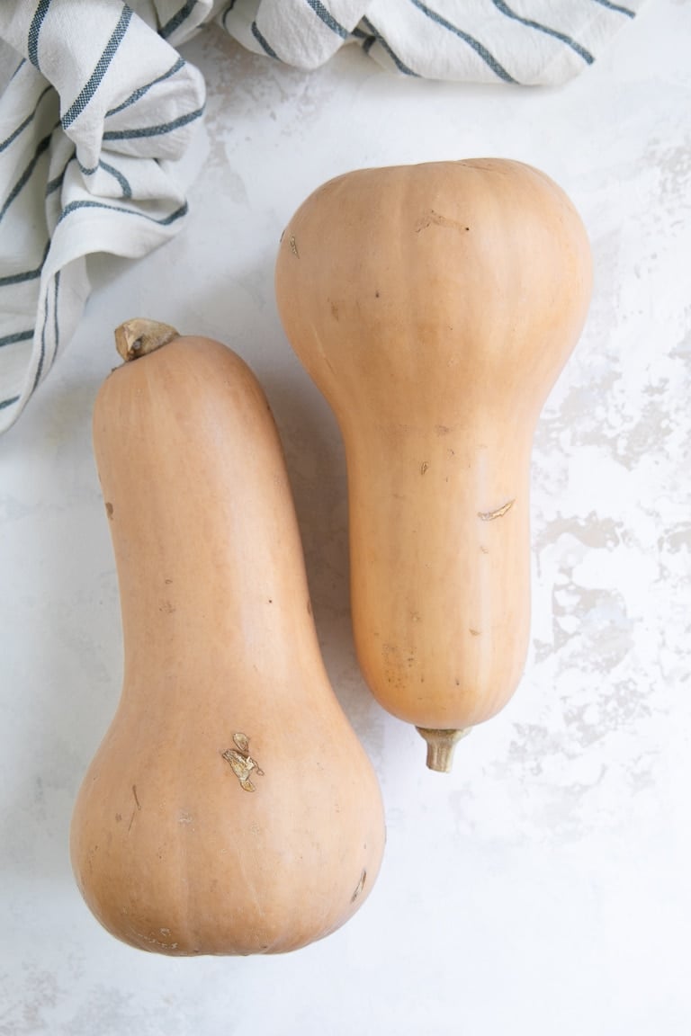 two whole butternut squash
