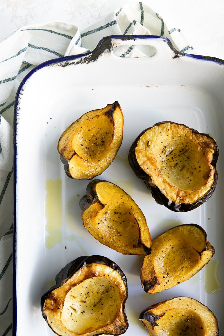 baked acorn squash with olive oil, salt and pepper