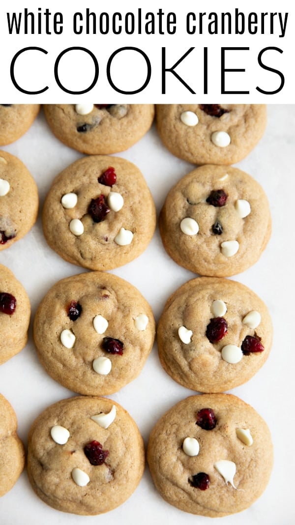 Pinterest pin for White Chocolate Cranberry Cookie Recipe