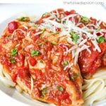 Roasted Red Pepper Pasta with Chicken Pasta Pinterest Pin Image Collage