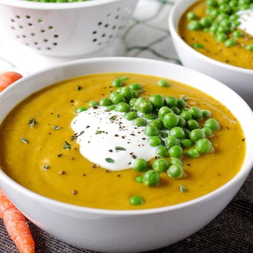 Creamy Pea + Carrot Soup