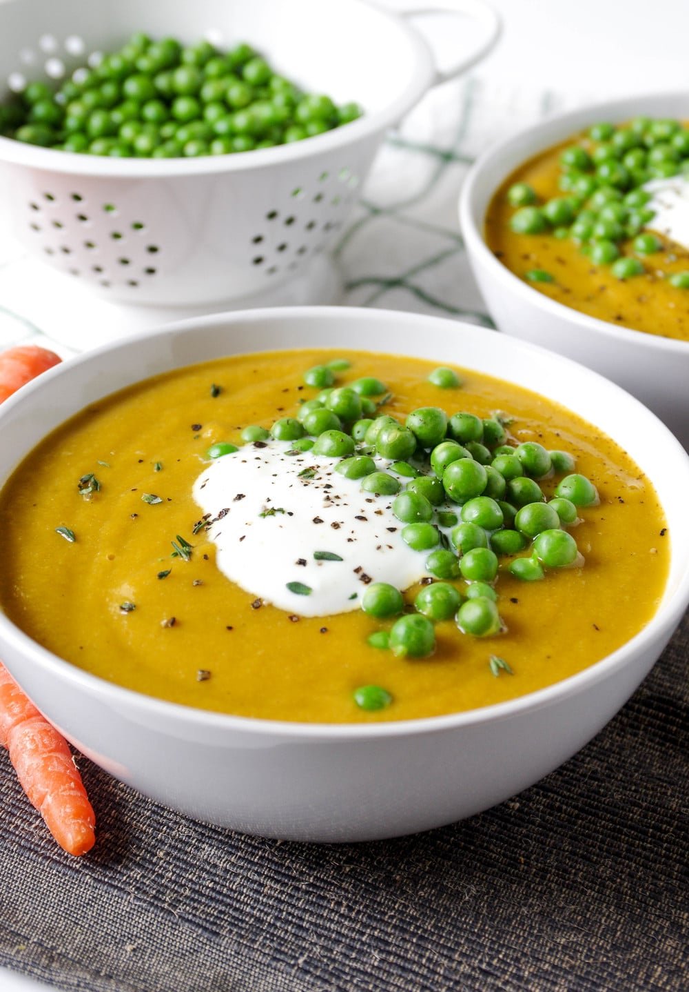 bowls of Carrot Pea Soup