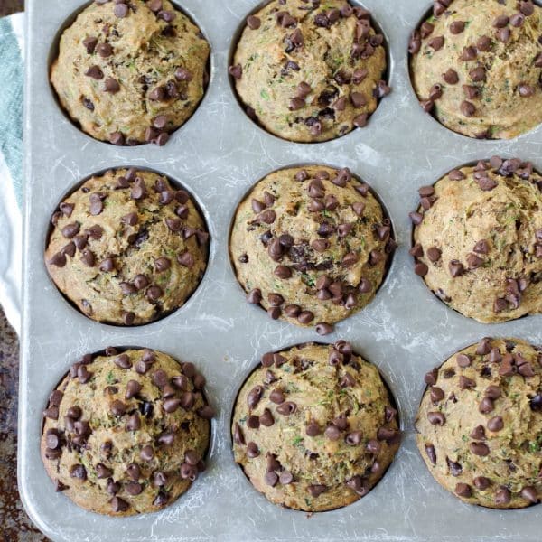 Zucchini Chocolate Chip Muffins - The Forked Spoon