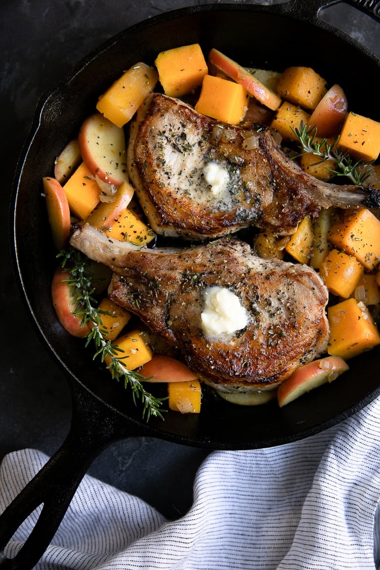 Pork Chops with Apples and Butternut Squash