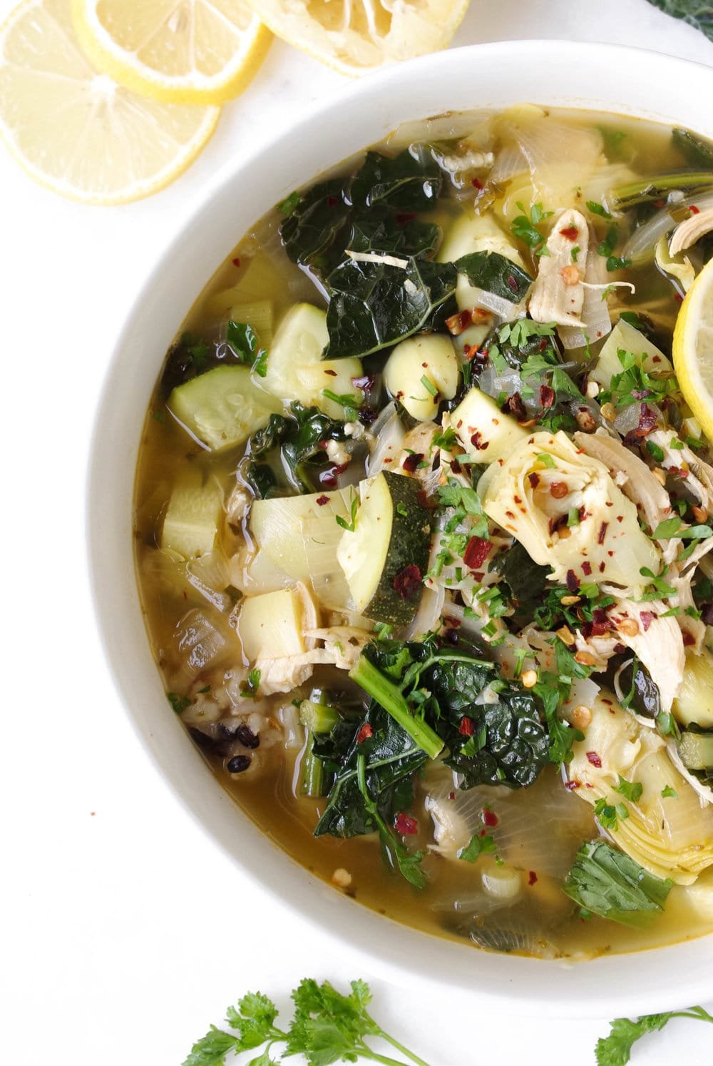 One-Pot Chicken, Kale, and Rice Soup - The Forked Spoon