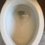 Hard water stained toilet