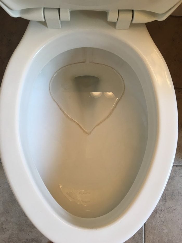 Hard water stained toilet