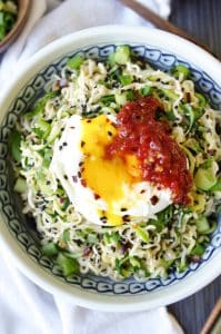 Ginger Garlic Miso Ramen Noodles with Poached Egg