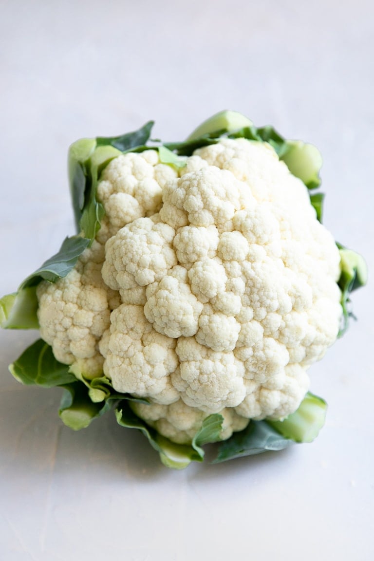 One large head of cauliflower.