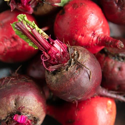 A close up of fresh beets