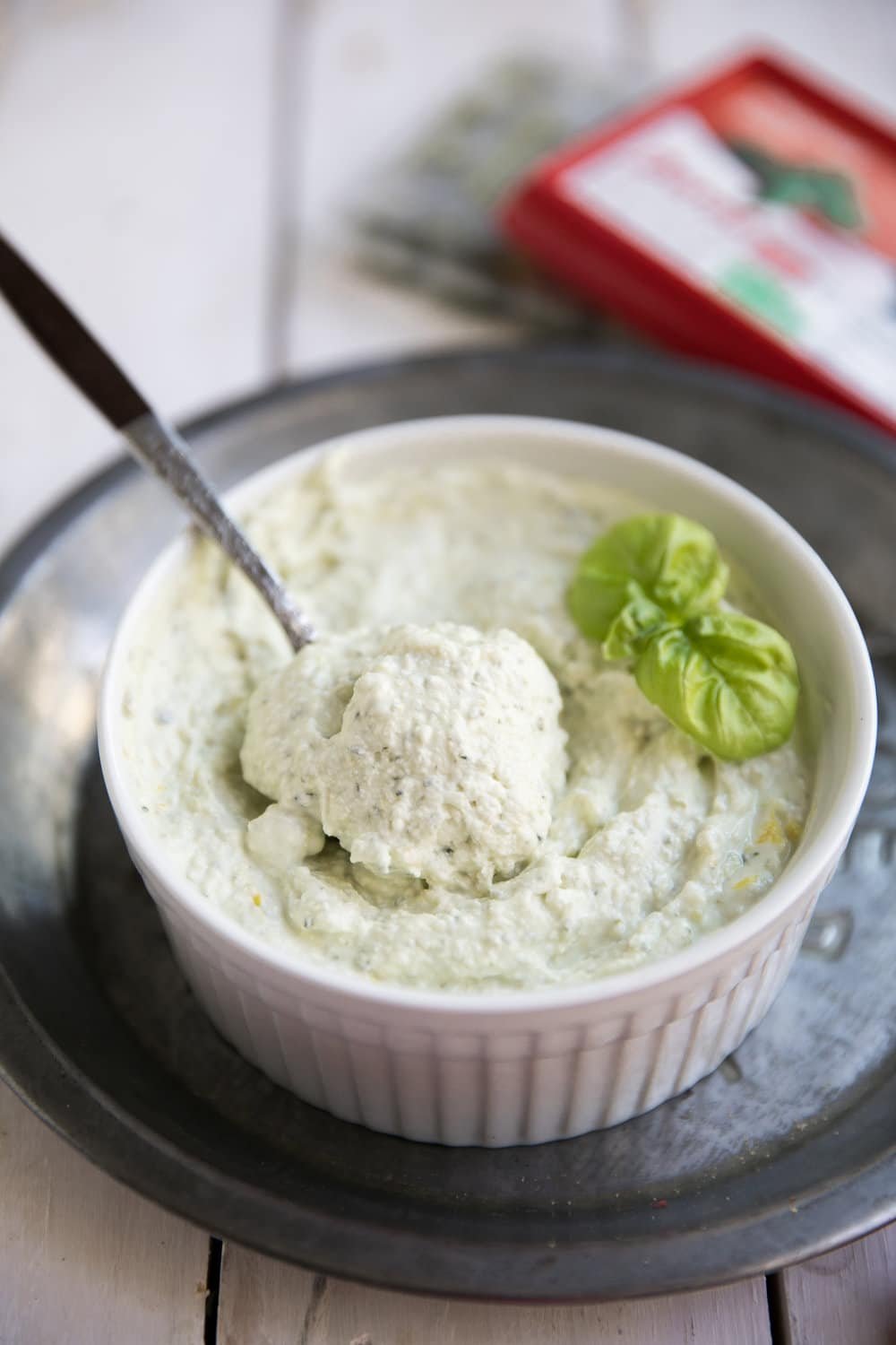 bowl of basil goat cheese