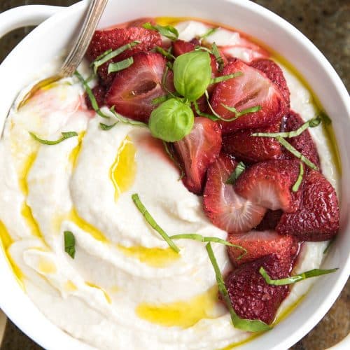 Ricotta & White Bean Dip with Roasted Strawberries
