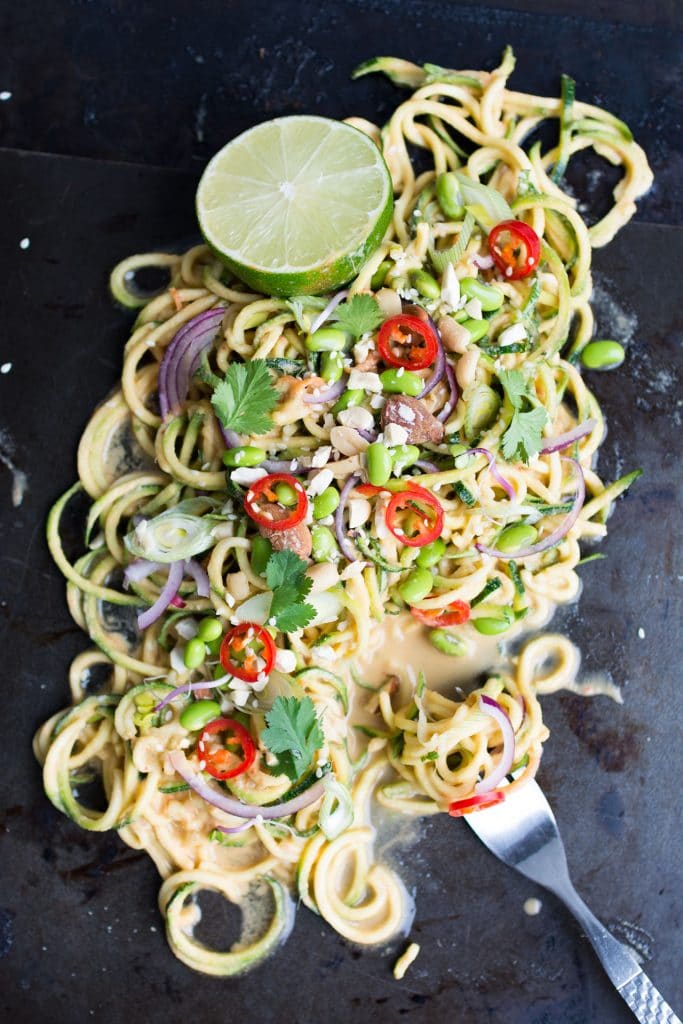 THAI STYLE ZUCCHINI NOODLE SALAD WITH EDAMAME BEANS
