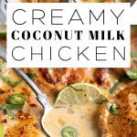 Creamy Coconut Milk Chicken Recipe (One-Skillet) pinterest pin collage image