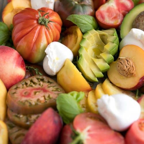 Stone Fruit and Burrata Salad with Avocado