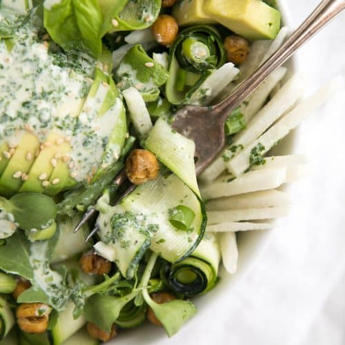 Zucchini and Avocado Salad with Garlic Herb Dressing