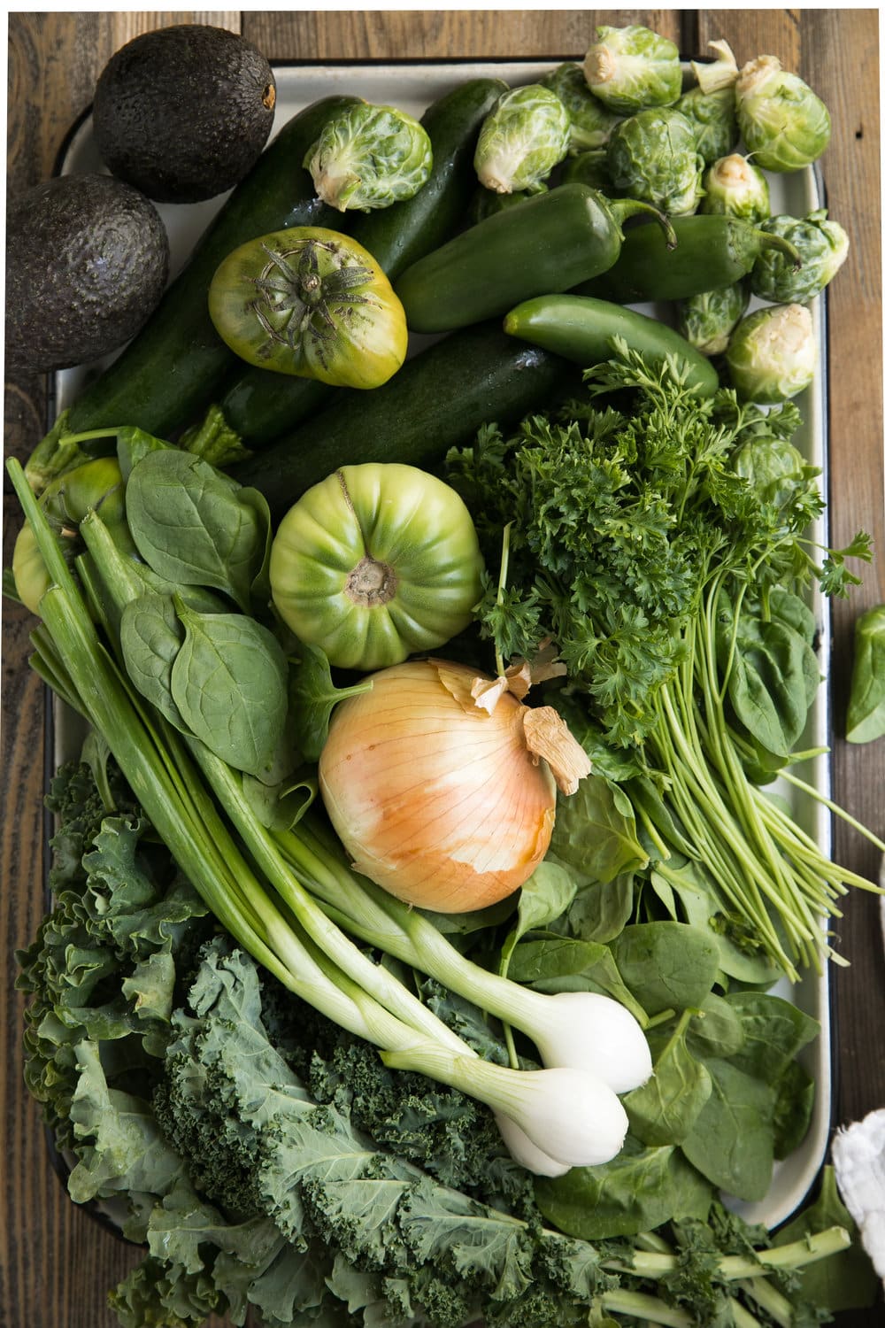 Green vegetables on pan