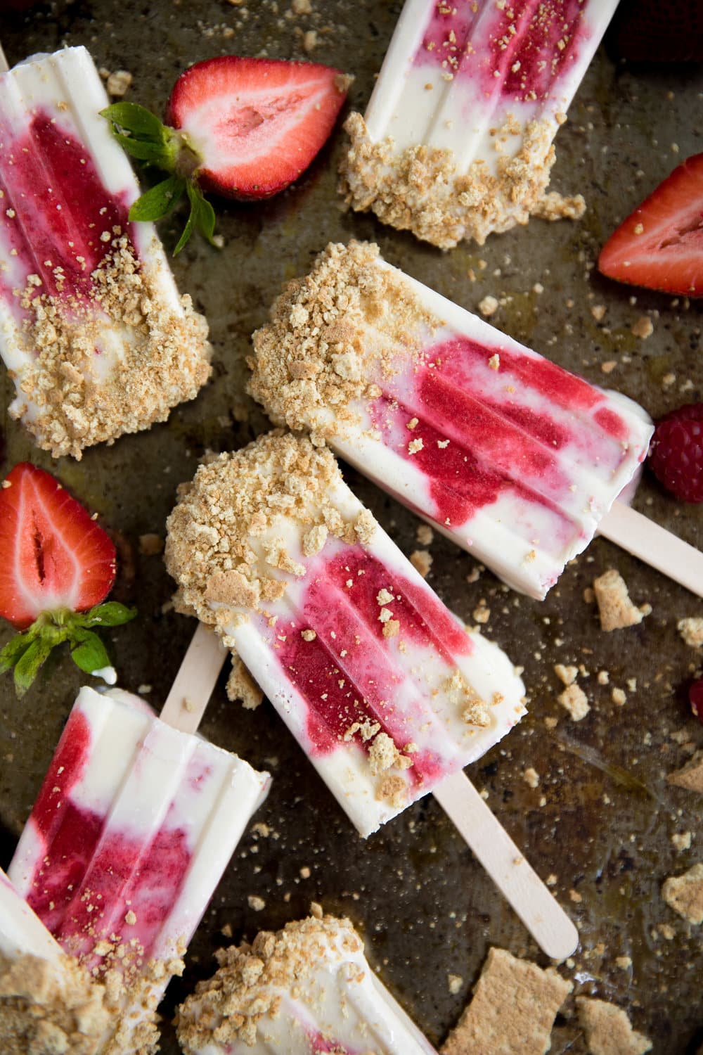 Strawberry Shortcake Cheesecake Summer Ice Pops - The Forked Spoon