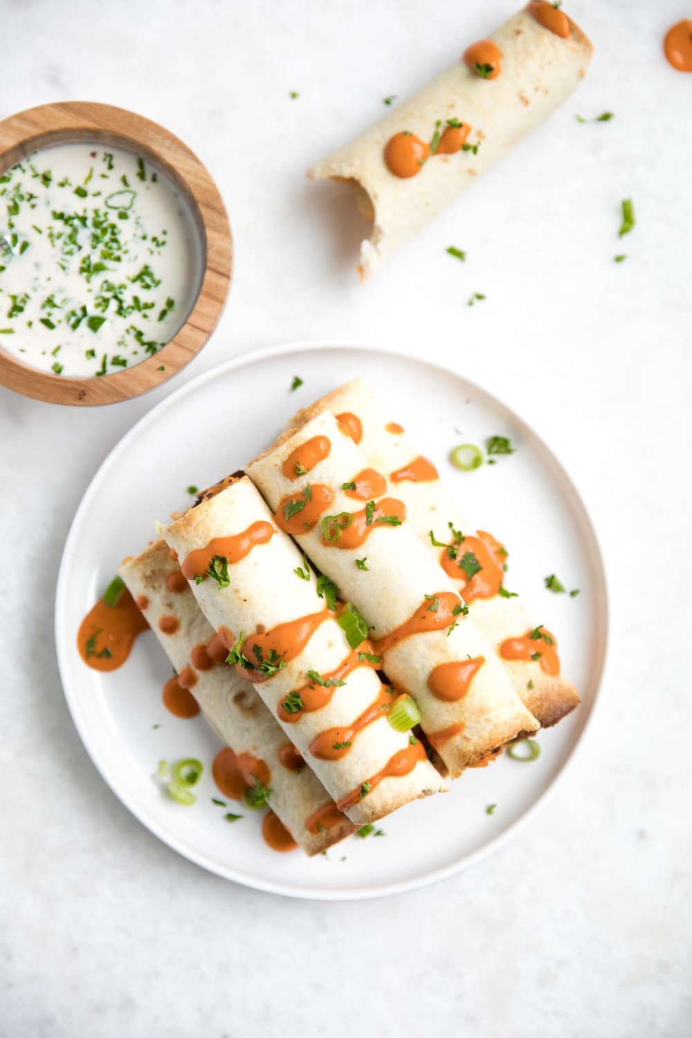 10 Easy Dinners for Busy Nights - Buffalo Chicken and Cauliflower Taquitos