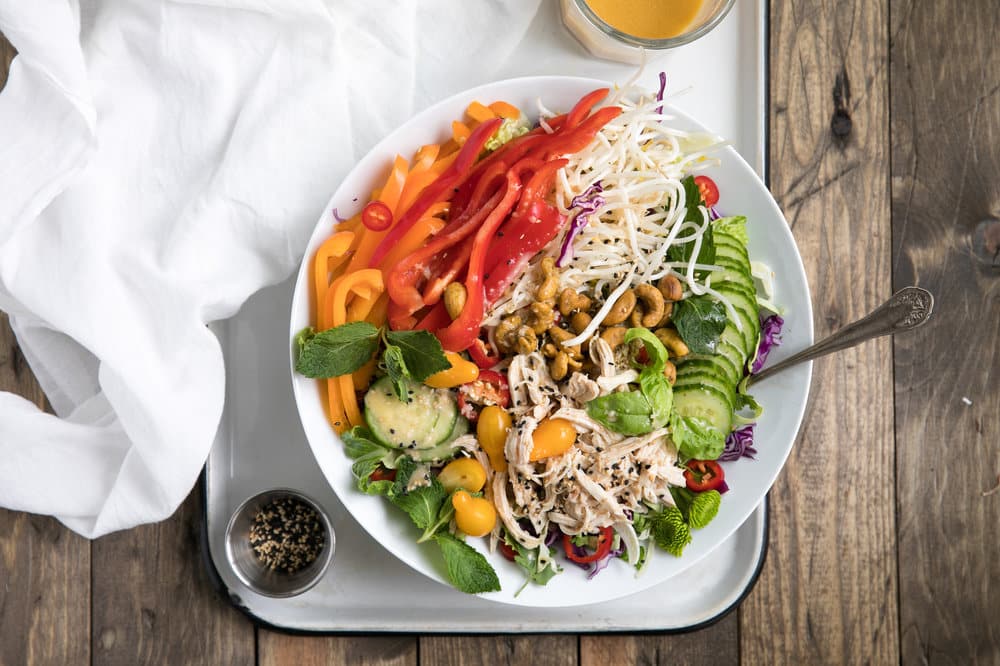 Fresh, healthy and so easy to throw together, this Easy Asian Chopped Chicken Salad with homemade Sesame Ginger Vinaigrette makes a perfect lunch or dinner option.