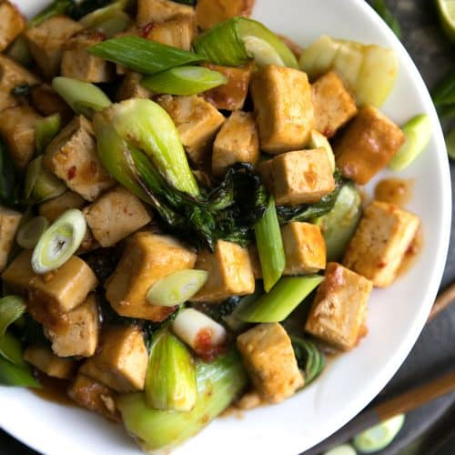 Spicy Stir Fried Tofu with Bok Choy