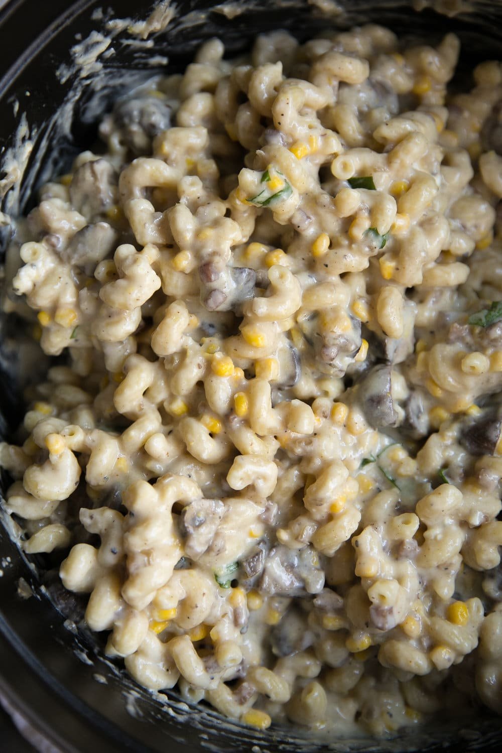 A close up of a Cheesy cowboy mac and cheese