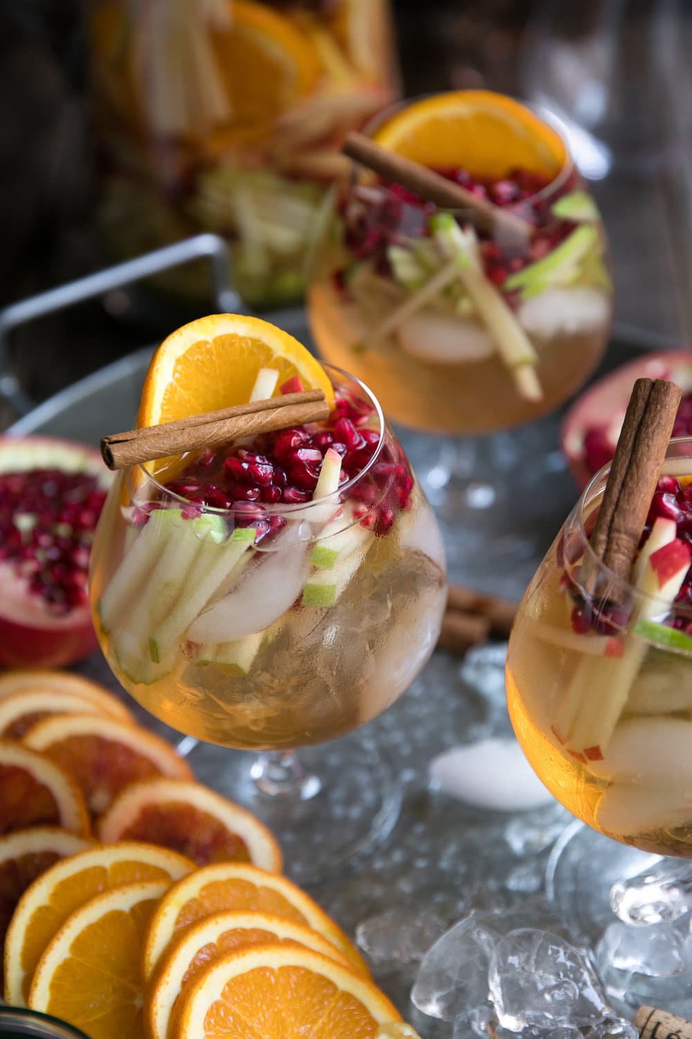 A tray of food, with Sangria