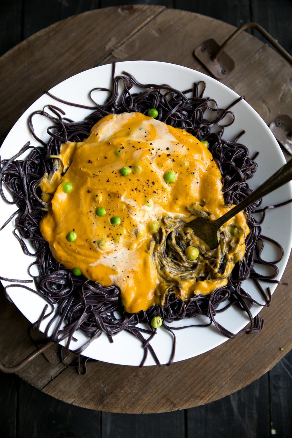 Creamy Pumpkin Cauliflower Alfredo (aka the smashed spider)