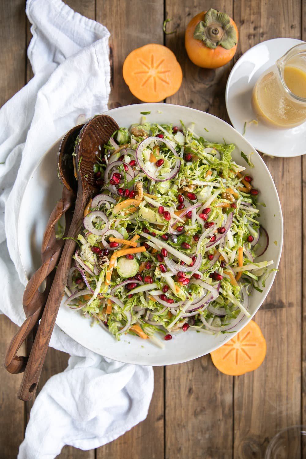 Shredded Brussels Sprout Persimmon Salad