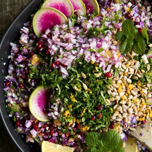 Purple Cauliflower and Barley Salad with Orange Vinaigrette