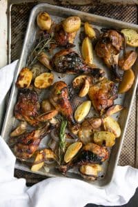 Apple Butter Roasted Chicken with Onions and Potatoes