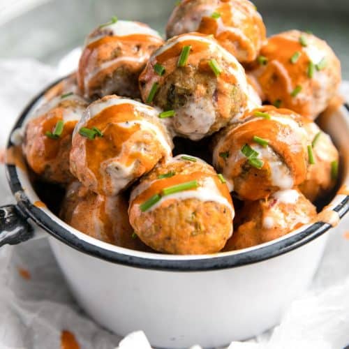 Buffalo Turkey Meatballs with Easy Meal Prep Bowls