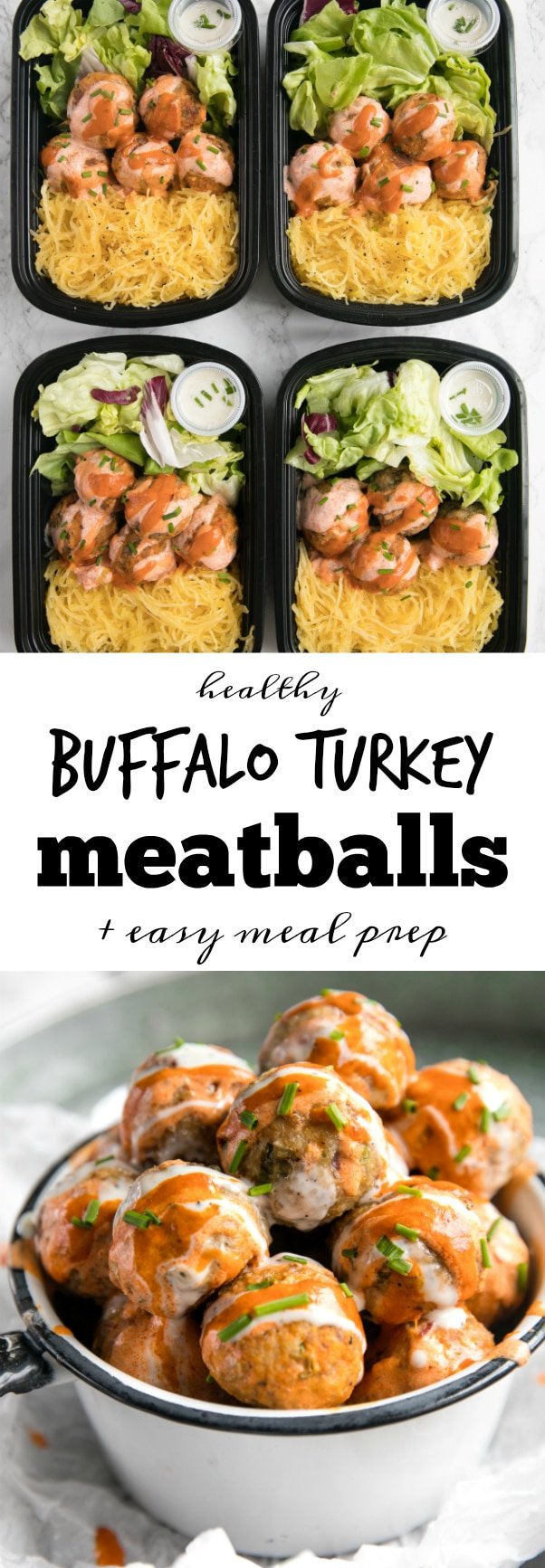 Healthy Buffalo Turkey Meatballs with Easy Meal Prep Bowls