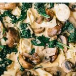 Creamy Mushroom Tortellini Pinterest Pin with Text Overlay