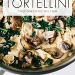Creamy Mushroom Tortellini Pinterest Pin with Text Overlay