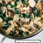 Creamy Mushroom Tortellini Pinterest Pin with Text Overlay