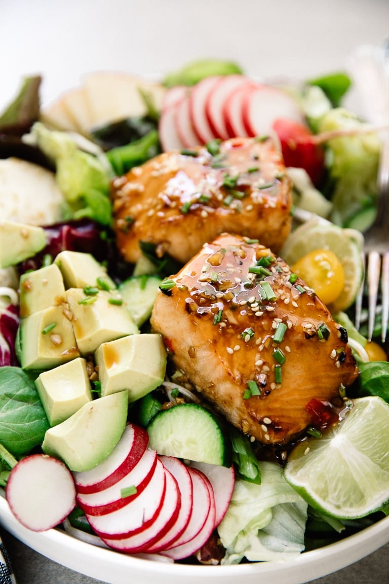 Marinated Salmon Apple Salad - The Forked Spoon