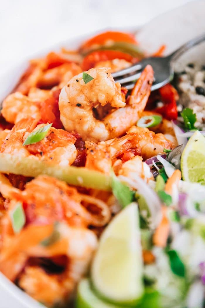 Close-up image of Spicy stewed shrimp