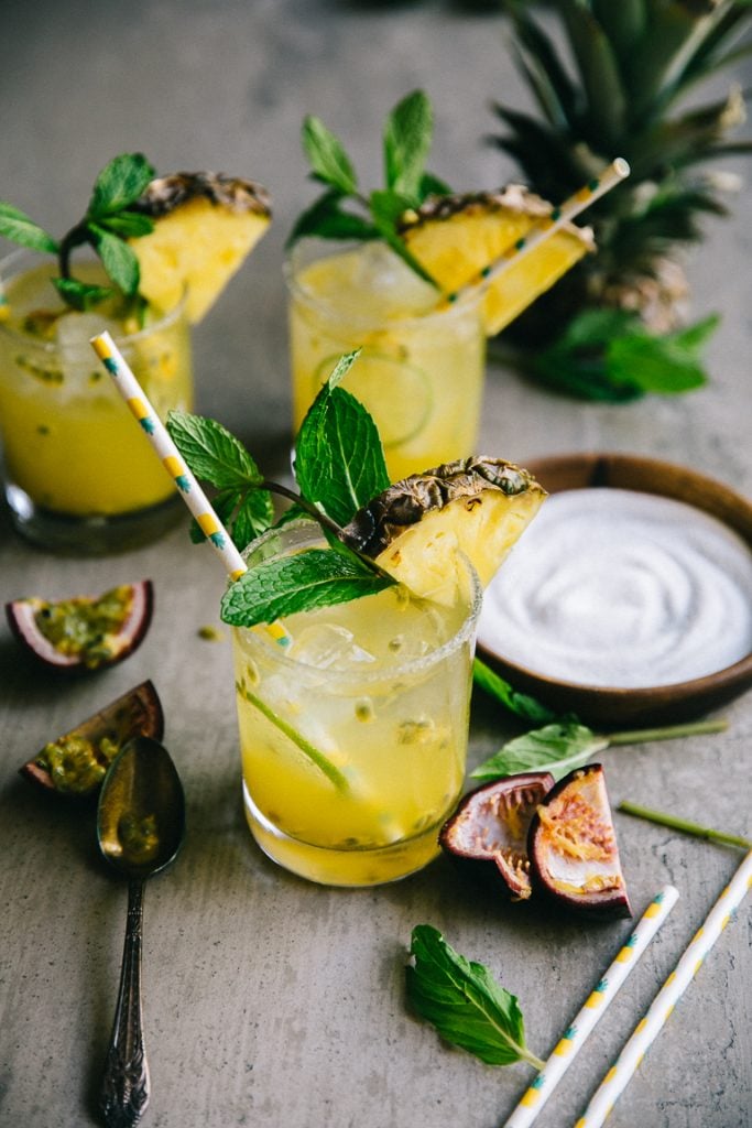 SPARKLING PASSION FRUIT PINEAPPLE MARGARITAS - The Forked Spoon