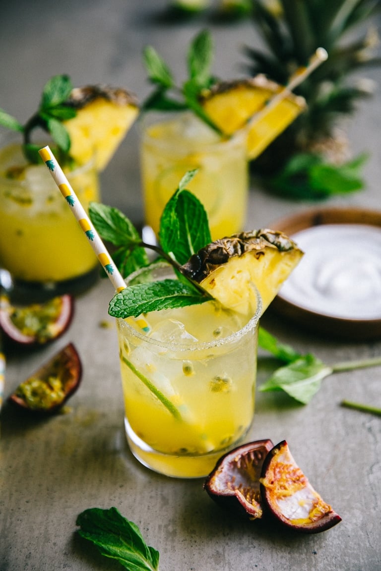Sparkling Passion Fruit and Pineapple Margaritas