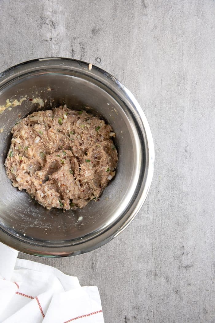 homemade turkey meatball mixture in a bowl