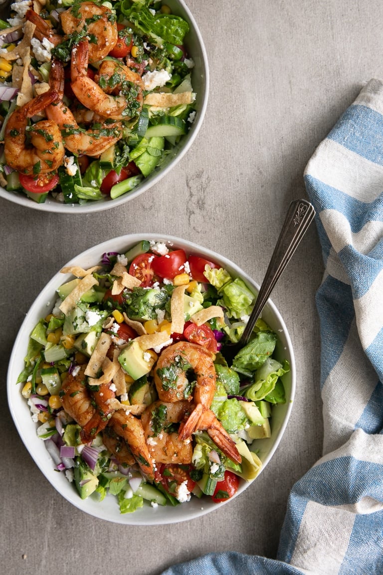 Chopped Shrimp Salad Recipe with Cilantro Lime Vinaigrette - The Forked ...