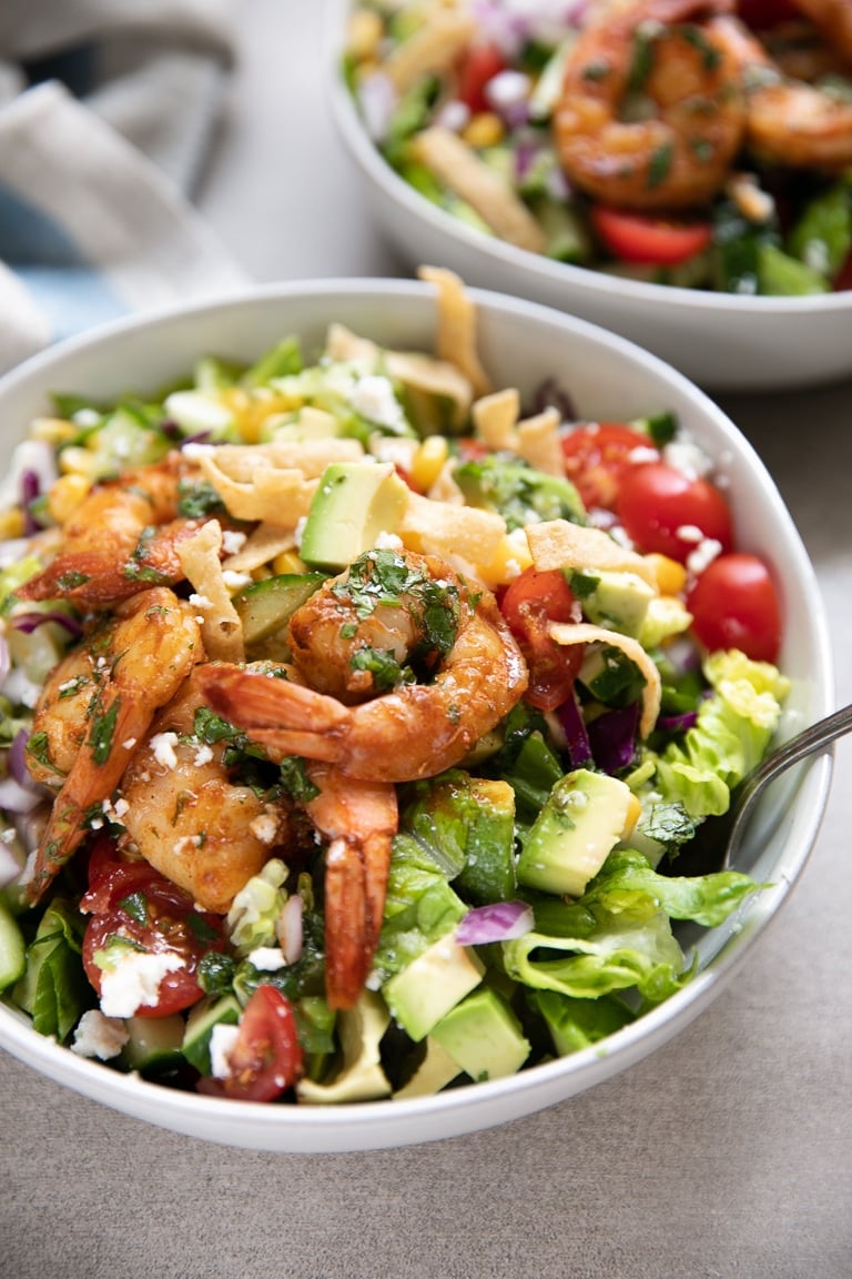 Chopped Shrimp Salad Recipe with Cilantro Lime Vinaigrette - The Forked ...