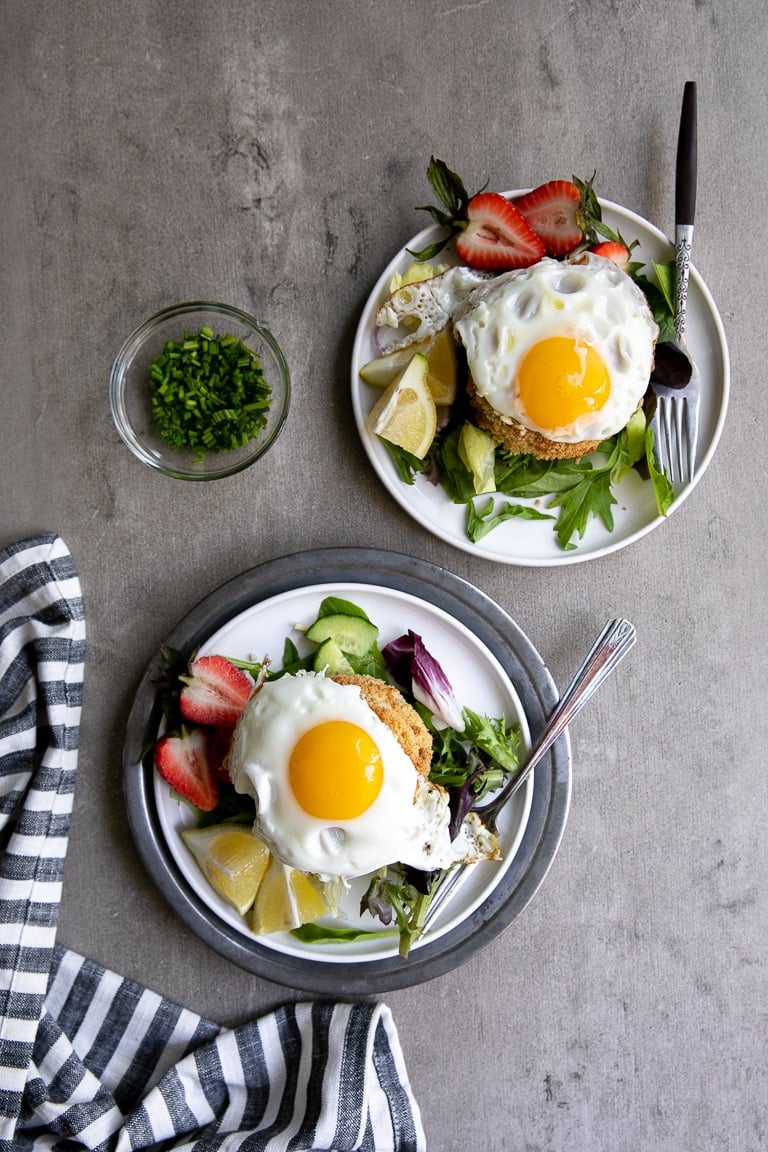 Salmon Crab Cakes + Eggs