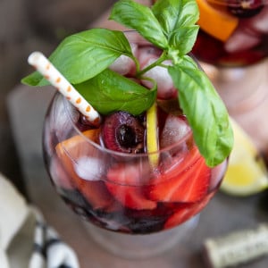 A glass of Strawberry Lemonade Sangria