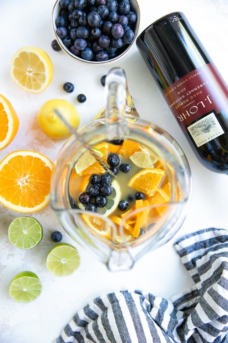 Preparing the Blueberry Sangria Recipe