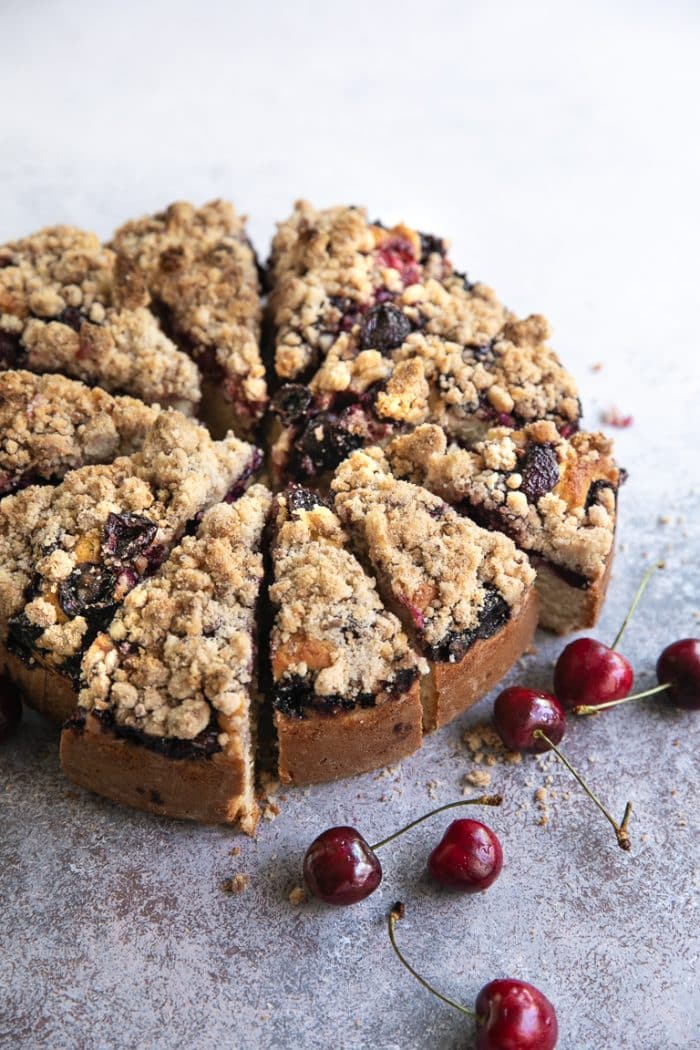 Sliced Cherry crumb cake