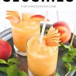 frozen peach wine slushie recipe pinterest collage image