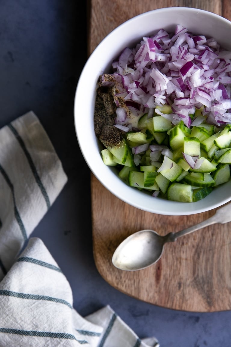 Veggies for the Cucumber Yogurt Sauce