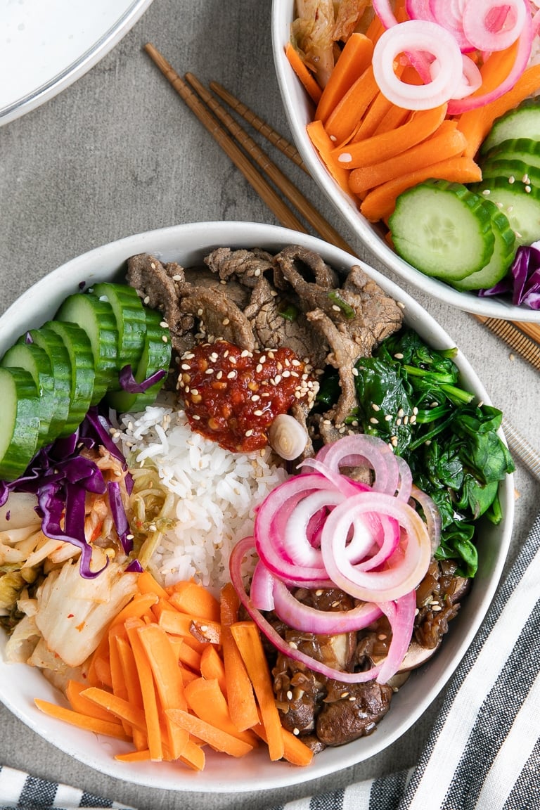 Easy Korean Beef Bibimbap Recipe Mixed Rice The Forked Spoon 